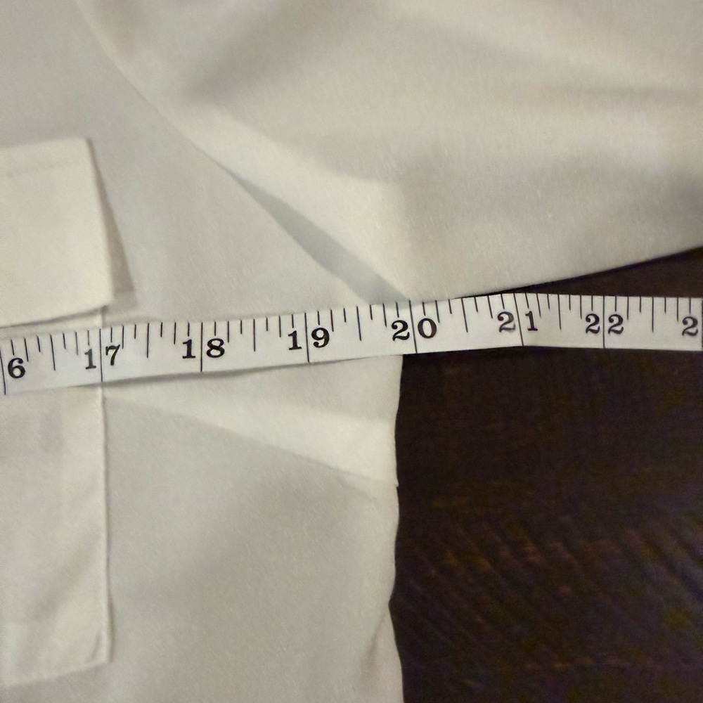 Hawthorn White Sheer Button Front Blouse Small Chiffon Utility Top Pockets - Picture 7 of 8